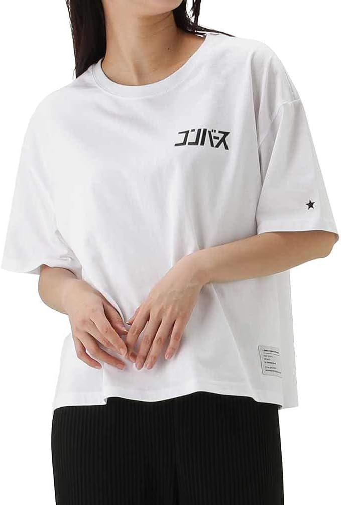 Amazon Converse コンバース Tシャツ 半袖 半袖tシャツ クルーネック レディース カタカナ半袖tシャツ ブランドロゴ プリント 02 34 ホワイト L Tシャツ カットソー 通販