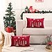 Tosleo Christmas Embroidery Throw Pillow Covers 12 x 20 inch Set of 2 Xmas Tree with Snowflakes Dec Pillowcases Red Christmas Velvet Cushion Pillow Cases Soft Lumbar Holiday Pillowcase