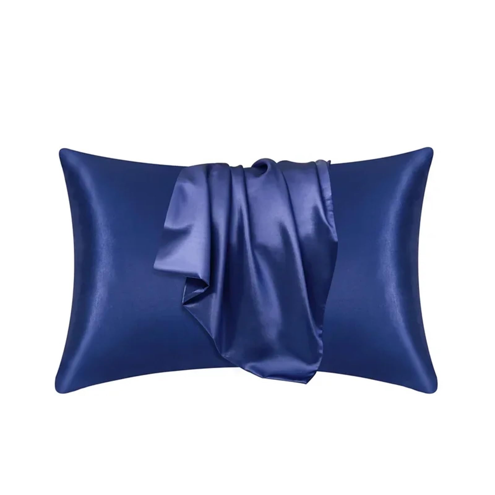 Silky Pillow Covers, Silk Pillowcase Multicolor Multiple Sizes(Dark Blue,51cmx66cm)