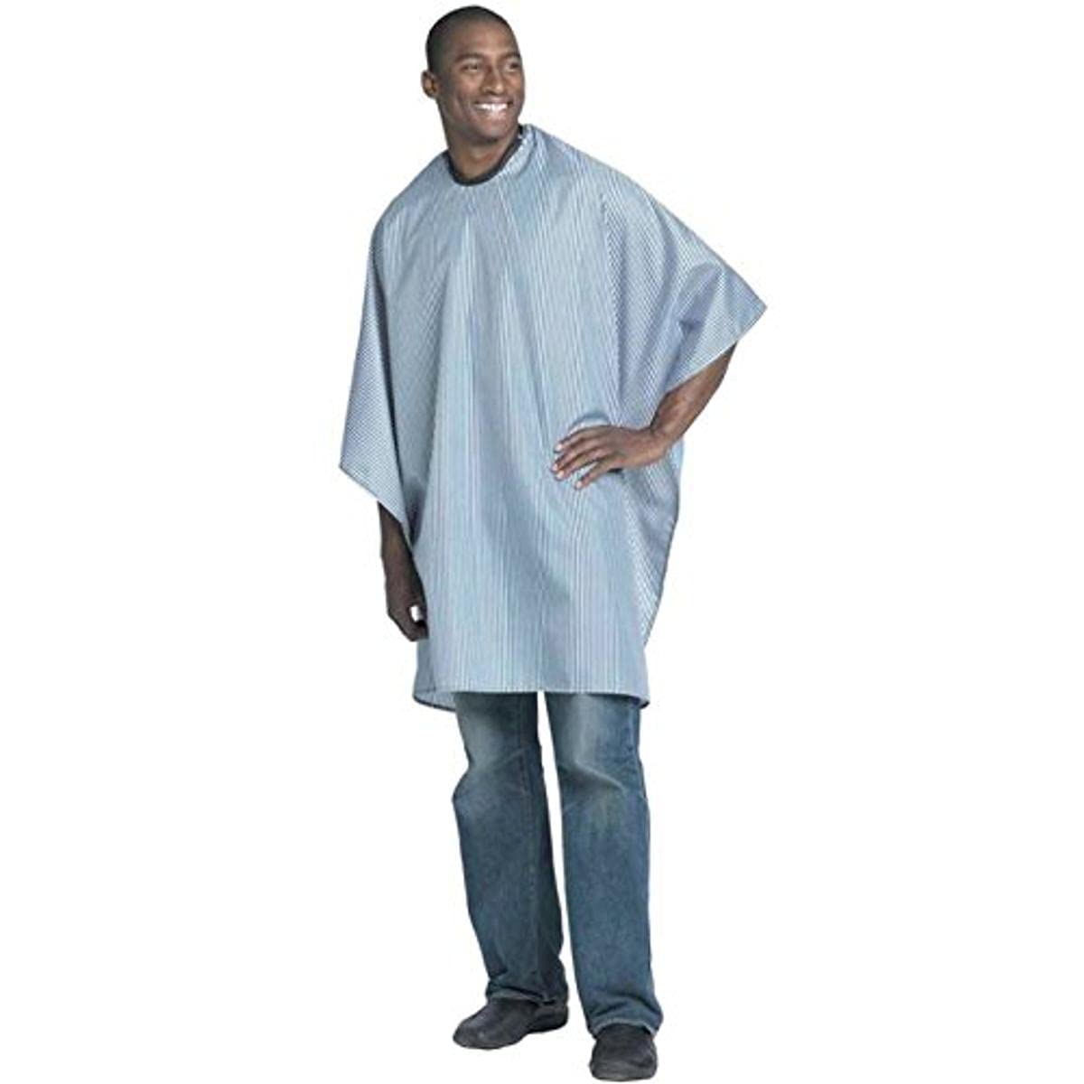 Diane barber cape, 50" x 50", black/white striped print, DTA012