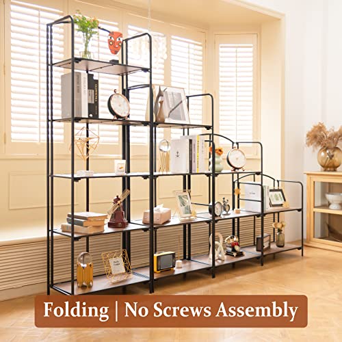 Crofy No Assembly Folding Bookshelf, 2 Tier Black Bookshelf, Metal Book Shelf For Storage, Folding Bookcase For Office Organization And Storage, 12.6 D X 22.44 W X 28.74 H Inches #TOP3