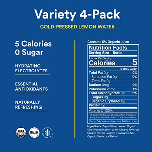 Lemon Perfect, Organic Cold-Pressed Lemon Water, Variety Pack (4-Pack), Full of Flavor, Hydrating Electrolytes, Essential Antioxidants, Zero Sugar, 100% Vitamin C, Keto Certified … - Thumbnail 6