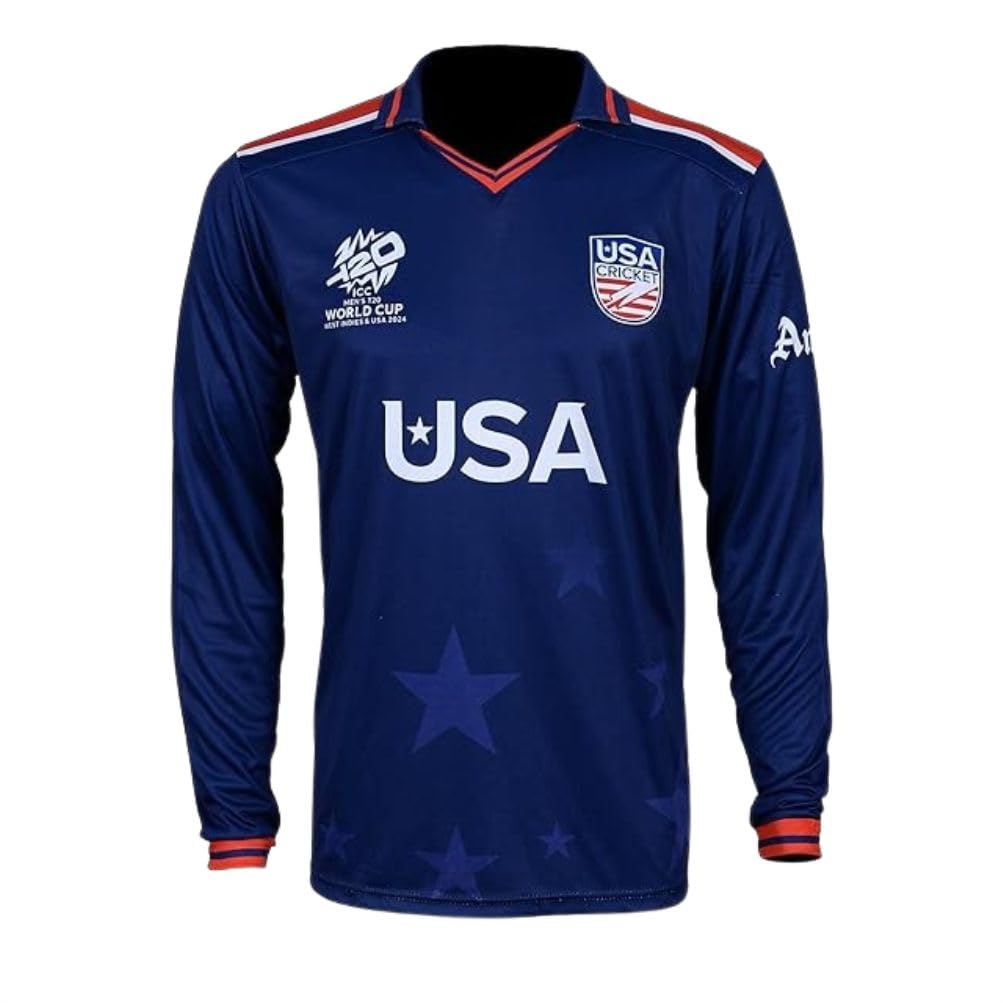 USA Cricket Jersey 2024 T20 World Cup – Official Team USA Cricket Shirt for Men | Blue Performance T-Shirt | Short Sleeve