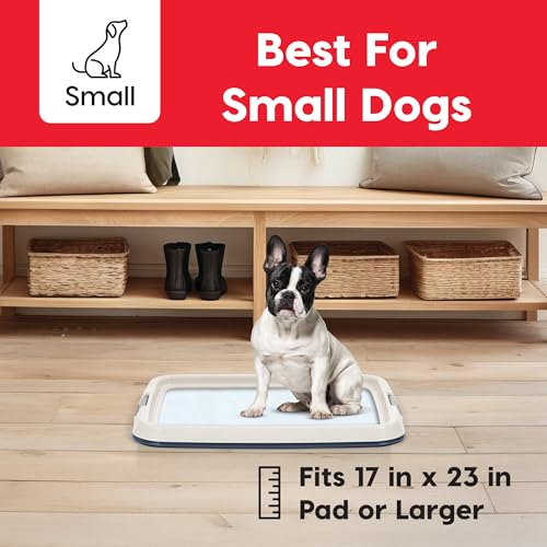 Image of IRIS USA Pee Pad Holder for Dogs and Puppies, Potty Training Tray with Secured Latches, Non-Skid Feet, Leak Protection, Easy Clean Surface, Fits 17 inchx 23 inch Puppy Pads Size, Navy