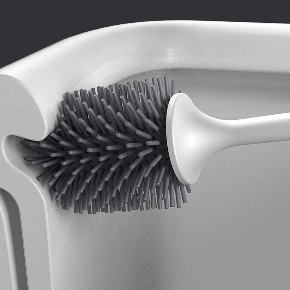 Scopino per Wc con Manico Lungo e Setole Morbide, Set Di Spazzole per la Pulizia Della Toilette, Scopino per la Pulizia Della Toilette a Parete in Silicone Senza Angoli Morti