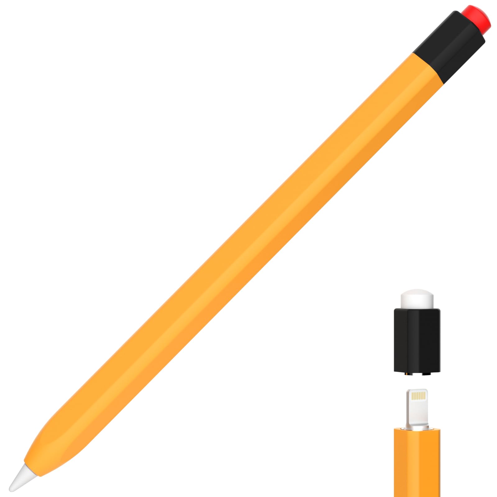 AZF Pencil Case Compatible with Apple Pencil 1st Generation Case, New Two Color Pen Cap Match, Silicone Protective Case, Comfortable Silicone Feel. (Retro Yellow)