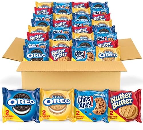 OREO Original, OREO Golden, CHIPS AHOY! & Nutter Butter Cookie Snacks Variety Pack, 56 Snack Packs (2 Cookies Per Pack)