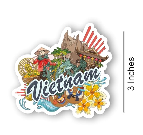 Image of Vietnam Acrylic Fridge Magnet - UV Textured Printed, Stylish Multicolor Magnet for Fridge, Wardrobe & Metal Surfaces, Pack of 1 (Vietnam)
