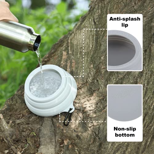 Ohmo - Dog Travel Bowl No Spill From Car Movement(24Oz, Ash), Portable Water Bowl, Less Splash Collapsible Pet Bowl For Road Trip, Cat Travel Accessories #TOP5