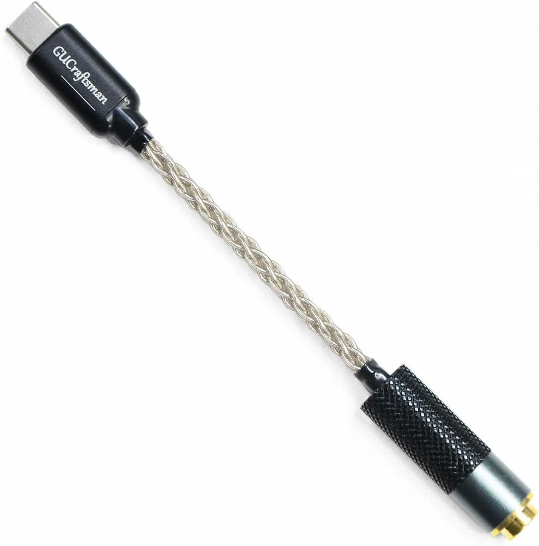 USB Type C to 4.4mm Balanced Female Portable HiFi Headphone Adapter 6N Single Crystal Silver Aux Audio Dongle Cable Cord to 4.4mm Jack Adapter for Android/Windows/MacOSX System Smartphone Laptop