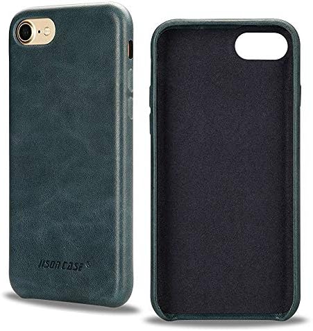JISONCASE iPhone SE 2020 Case Genuine Leather Hard Back iPhone 7 Case Slim Fit for iPhone 8 Protective Cover Snap on Case for iPhone 7/8/SE [Midnight Blue]