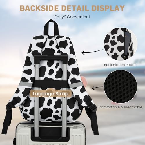 Image of WINDARS School Backpack for Teen Girls, Cute College Backpacks for Women Students Aesthetic Bookbag Large 15.6 Inch Laptop Bag Middle School Travel Back Pack (Cow Print Black)