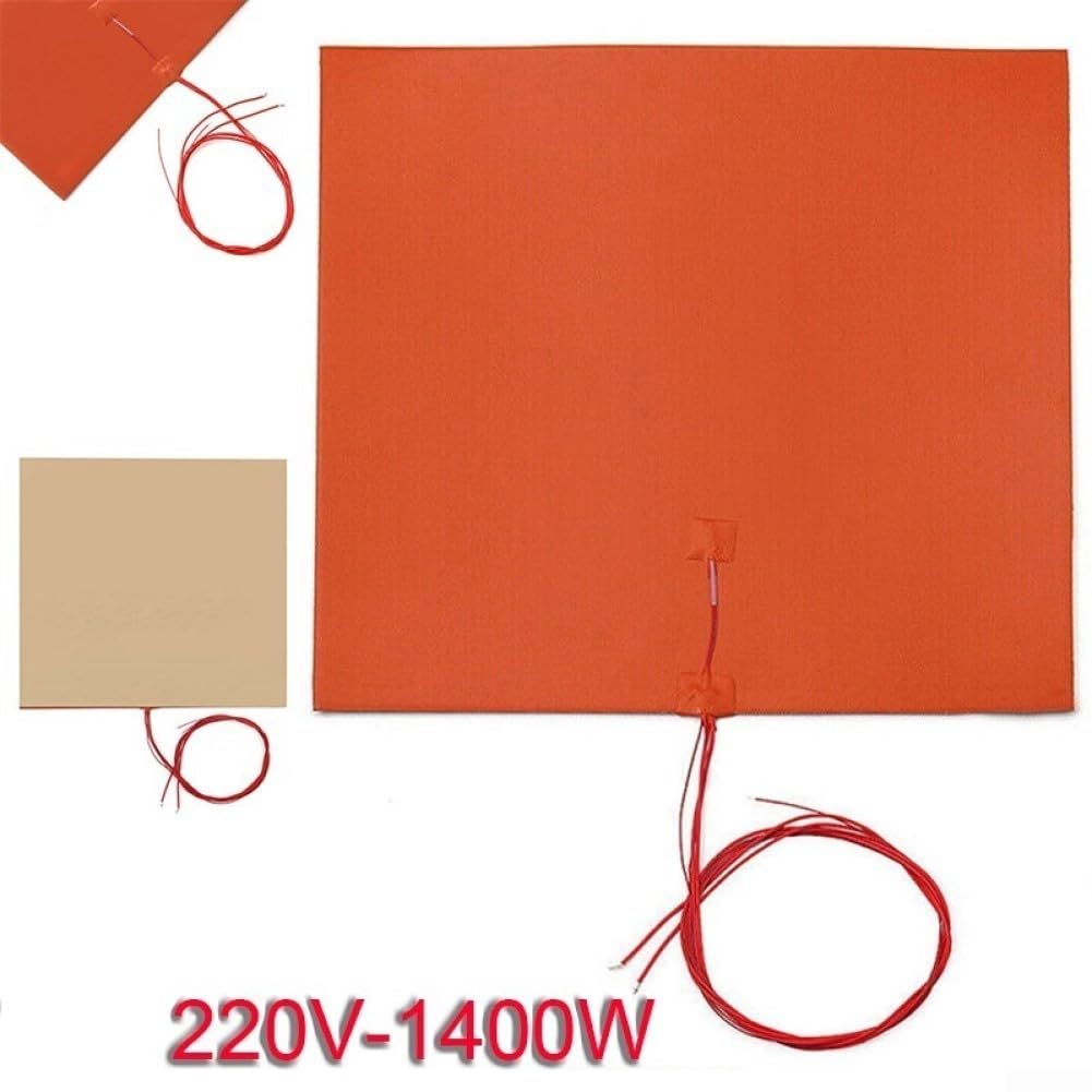 500 x 500 mm 220 V 1400 W Silikon-Heizkissen, Gummi-Heizmatte, beheizte Bettplatte, flexibel, wasserdicht, 3D-Drucker