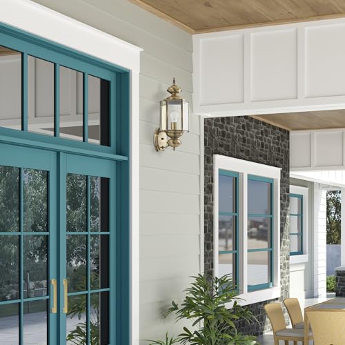 Image of Livex Lighting 2006-01 Outdoor Wall Lantern, Antique Brass | Clear Beveled Glass Shades