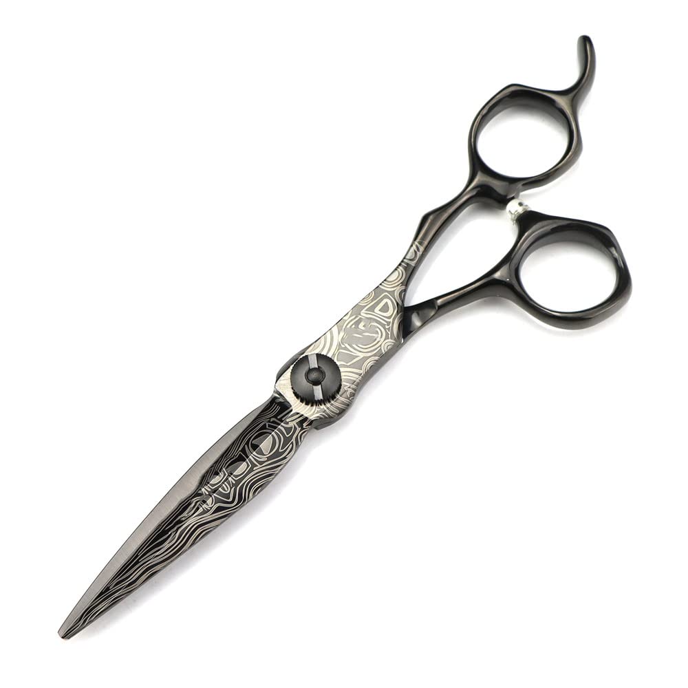 Professionelle Haarschneideschere 6 Zoll, hochwertige Schwarze Damastschere, Haarschneide- und Ausdünnschere, Friseurwerkzeug-Set mit Tasche (Set) (Set Tasche)