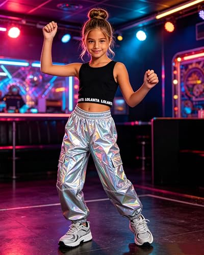 Image of SANGTREE Girls' 2 Piece Outfits T-Shirt and Drawstring Cargo Jogger Pants Clothing Set, 4-14 Years