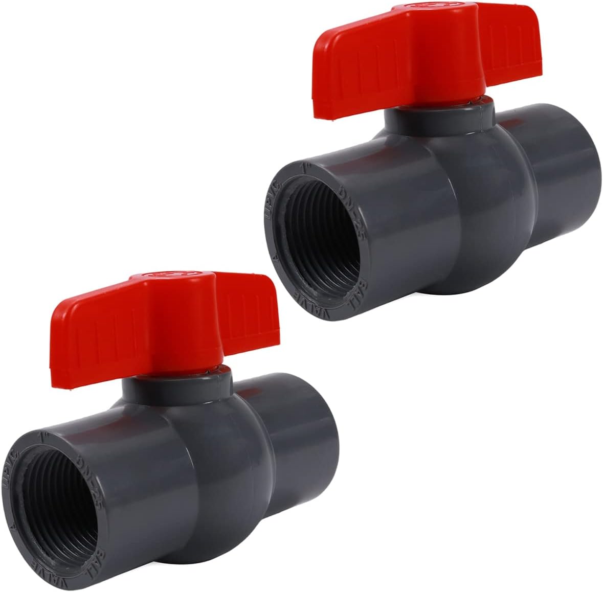 Othmro 2Pcs Ball Valve 32mm ID, PVC Socket End Shut Off Valve, 1.26" Female Thread Shut-Off Ball Valves for Aquarium Setup, Sump Pump, Garden Sprinkler