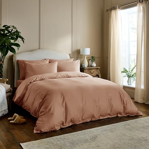 DIP & DOZE Luxury 100% Organic Cotton Original Duvet Bedding Set | Duvet Cover with Pillowcases | Soft And Smooth Finish Sateen - Clay Double