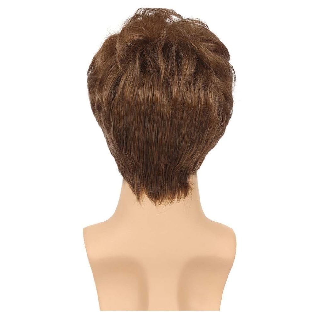 Salaibs Mens Brown Short Wig Side Part Natural Synthetic Male Hair Wigs for Daily Party Use - Image 4