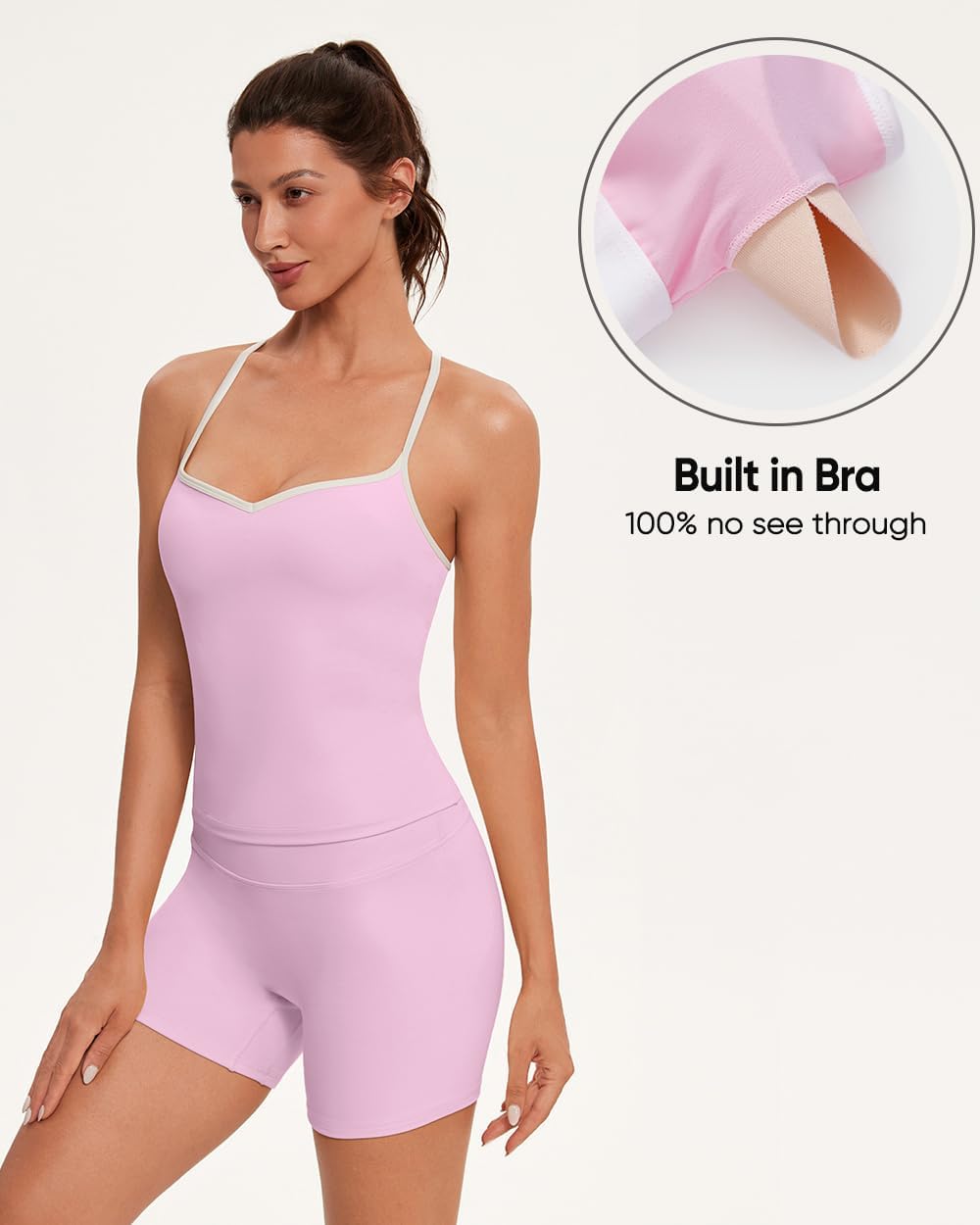 OMKAGI Sports Bras for Women Cute Sweetheart Neck Workout Tank Tops Open Back Yoga Bra Top