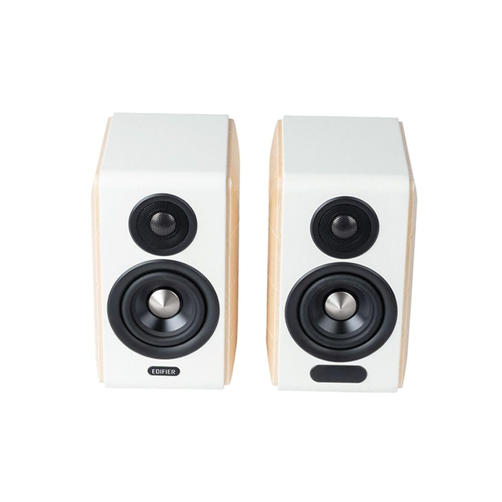 Edifier S880DB MKII - Altoparlante di alta qualità, LDAC, BT 5,3, Telecomando, 2-Vie, con Filo e Wireless 88 W, Bianco e Legno, Applicazione