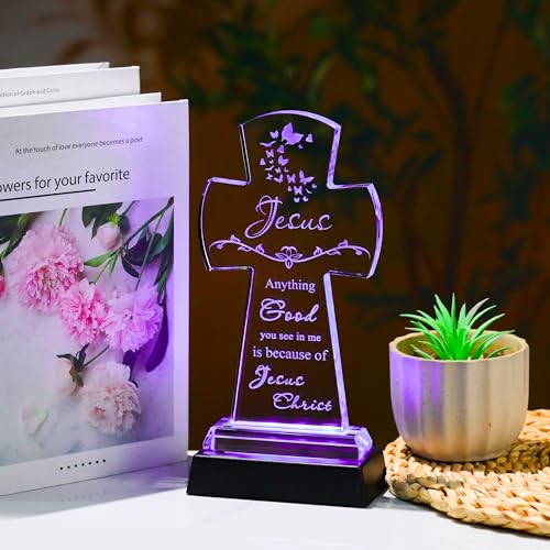 Image of Qianwei Crystal Cross Jesus Inspirational Gifts Religious Catholic Baptism Communion Confirmation Gifts for Women Sister