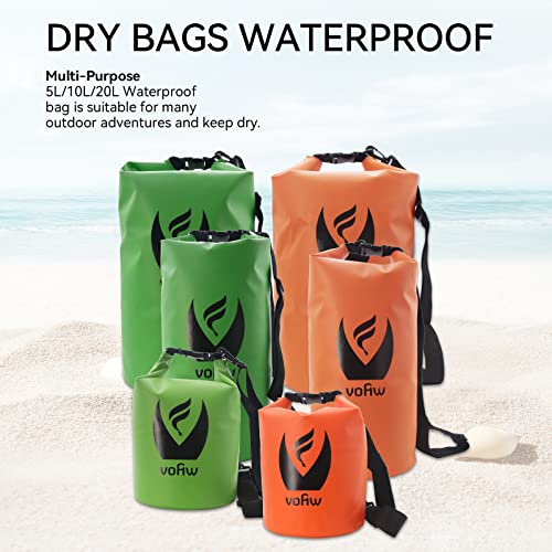 Vofiw Waterproof Dry Bags For Men Women 5L 10L 20L Marine Dry Sack Lightweight Storage Bags Roll Top Drybags For Kayaking Rafting Boating Swimming Camping Hiking #TOP5