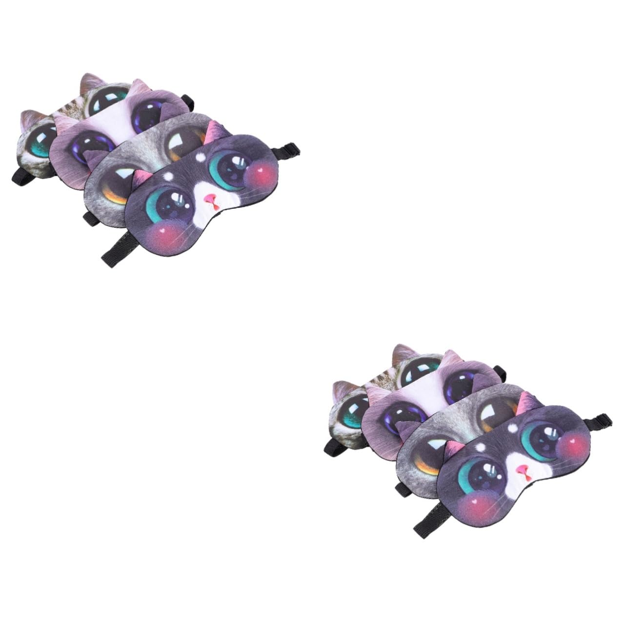 FRCOLOR 2 Sets Schlafaugenmaske Zum Schlafen Katzenmuster Augenmaske Schatten Baumwollmaterial Druckknopf-augenabdeckungen Bequeme Passform 4 Stück X 2