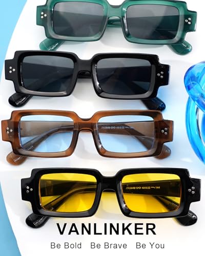 VANLINKER Retro Thick Rectangle Sunglasses for Men Women Trendy Square Chunky Sun Glasses VL98403