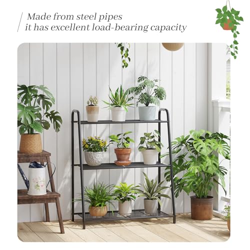 Support de plantes en métal à grand volume et structure robuste noire