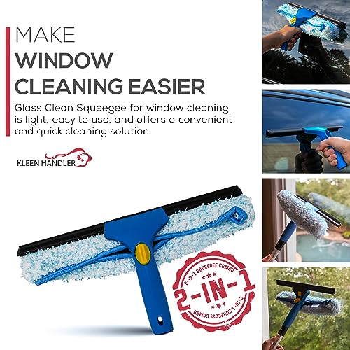 Image of Kleen Handler 12 Pack Professional 14 inch Window Washing Squeegee, 2-in-1 Window Cleaning Tool, Scrubber and Squeegee Combo, Glass Shower Bathroom Car Pro Window Cleaner (Pack of 12)