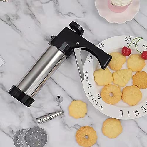 Cookie Press,Cookie Press For Baking,Stainless Steel Cookie Press Gun,8 Icing Nozzles,13 Cookie Discs,Spritz Cookie Press Gun Kit for Making - Thumbnail 7
