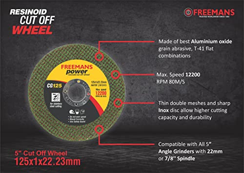 Image of FREEMANS 5-inch Double Net Cut off Wheels Used for Metal and Stainless Steel Cutting Pack of 25 pcs - Green