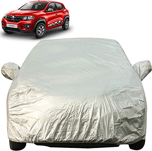 Image of Autofact Waterproof Premium Silver Matty Triple Stitched Car Body Cover with Mirror Pocket for Renaults Kwid