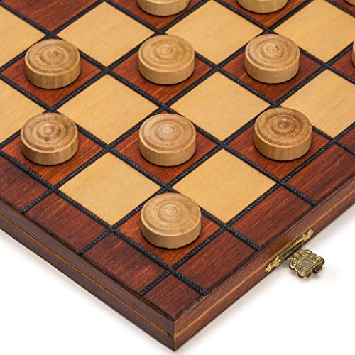 set de damas en caja plegable de madera miniatura 3
