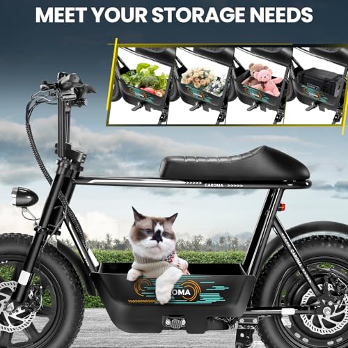 Caroma Peak 1200W Electric Scooters with Seat, 16" Fat Tire for All-Terrain, 30Miles Max Range, 20mph Top Speed, Commuter Escooter for Adults&Teens, Electric Motorcycle with Carry Basket,Black
