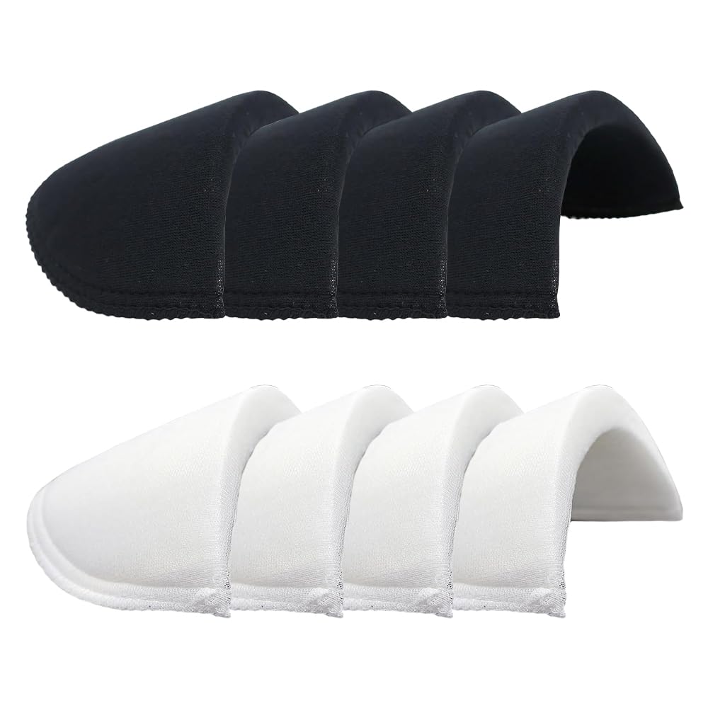 Shoulder Pads for Womens Clothing, 4 Pairs Foam Sewing Pads with Set-In Sponge Design for Blazers, Suits, Coats and Dresses – 2 White & 2 Black