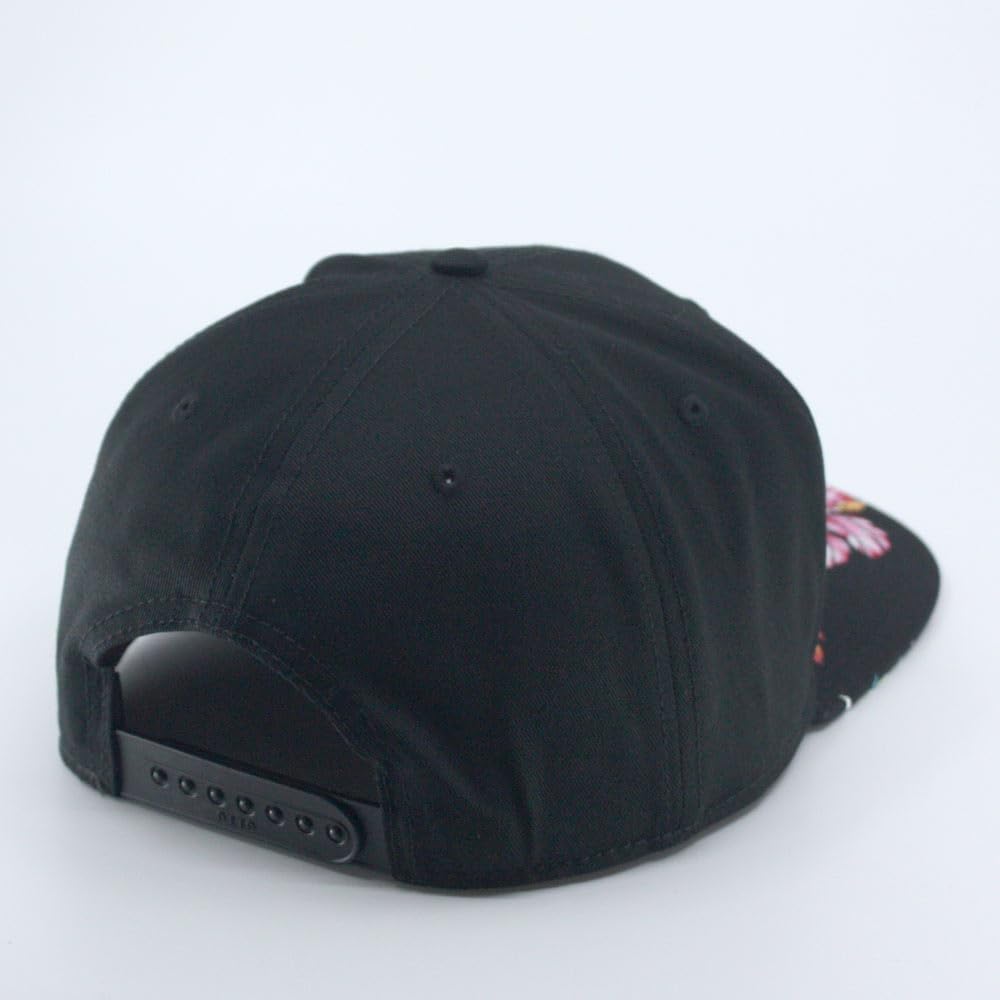 Premium Floral Hawaiian Cotton Twill Adjustable Snapback Hats Baseball Caps (Hawaiian/Black/Black Flat) - Image 7