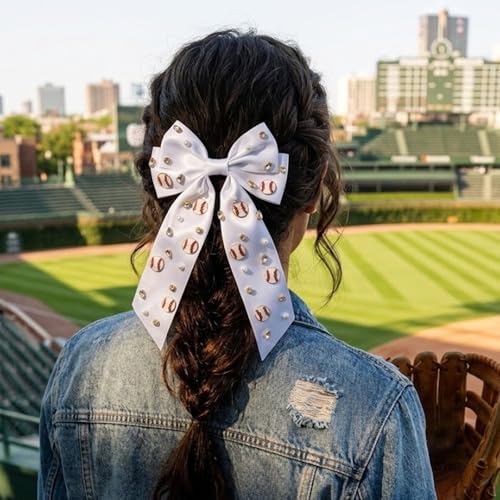 Pinza para el cabello con lazo deportivo de bisbol miniatura 4
