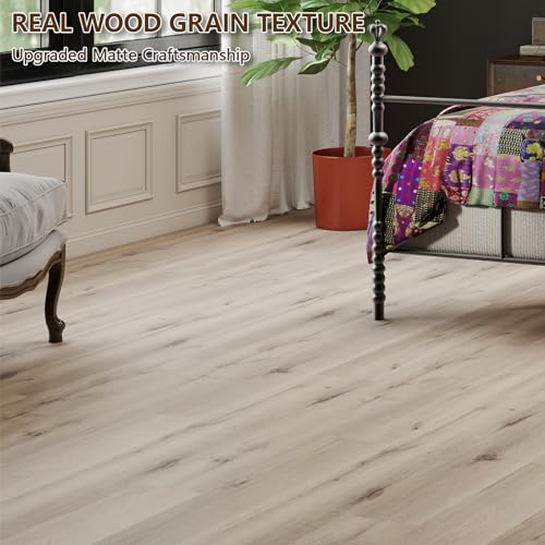 ACCOR HOME Peel and Stick Floor Tile, Luxury Vinyl Plank Flooring 36-Pack 54 Sq.ft, Real Wood Look Self-Adhesive Vinyl Floor Tiles, Easy DIY for Kitchen, Bedroom and Living Room, Light Brown by ACCOR HOME - Image 2