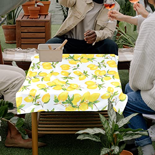 Nappe polyester motif citron jaune rectangulaire de salon - 6