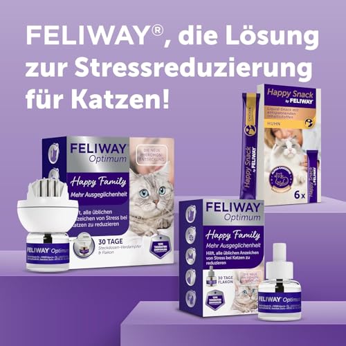 FELIWAY Optimum 3x30 Tage Vorteilspack für Pheromon Verdampfer, 3x48ml - Hilft Anzeichen von Stress bei Katzen und Kitten zu reduzieren, von Tierärzten empfohlen, klinisch getestet, für mehr Harmonie