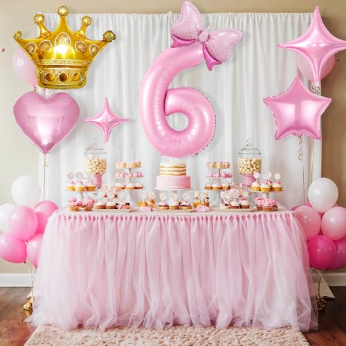 Pink 6th Birthday Decorations for Girl,6th Birthday Balloon Set by Xinvery - Used condition - Image 7