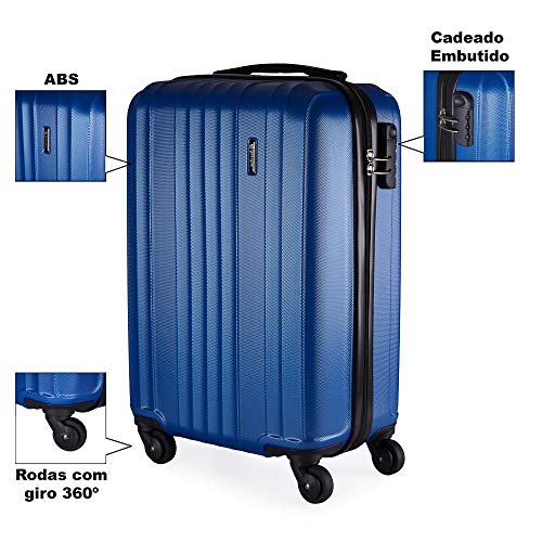 Conjunto de Malas de Viagem California em Abs Gosuper com Rodinhas Giro 360º 2 Peças Azul