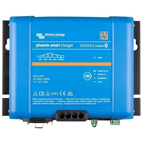 Victron Energy Smart IP43 12-Volt 50 amp 85-250V (3) Output Battery Charger, Bluetooth