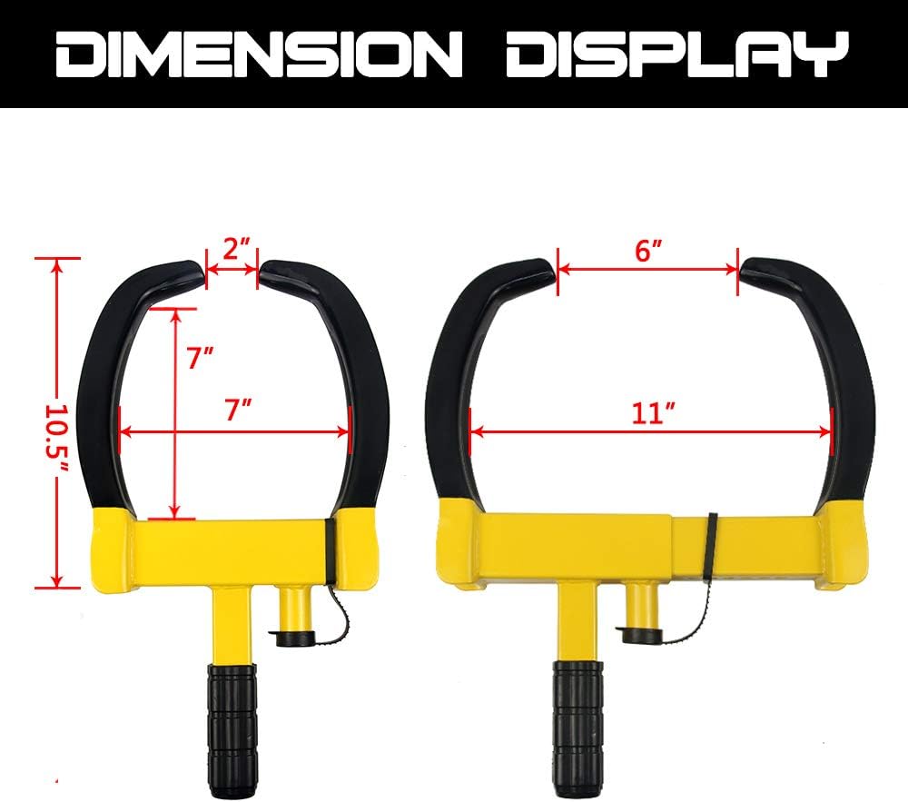 Wheel Clamp Lock Universal Security Tire Lock Anti Theft Lock Fit Most Vehicles Max 10" Tire Width and 7" Reach for Trailers SUV Boats ATV's Motorcycles Golf Cart 2 Packs 4 Keys Alike : Automotive