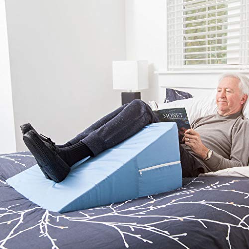 Image of DMI Bed Wedge Pillow and Triangle Wedge with Elevated Incline for Neck Pain, Headaches, Reflux, Shoulders, Back Pain, Foot Support, Knee Pain or Restless Leg Syndrome, 24x24x12 inches, Blue