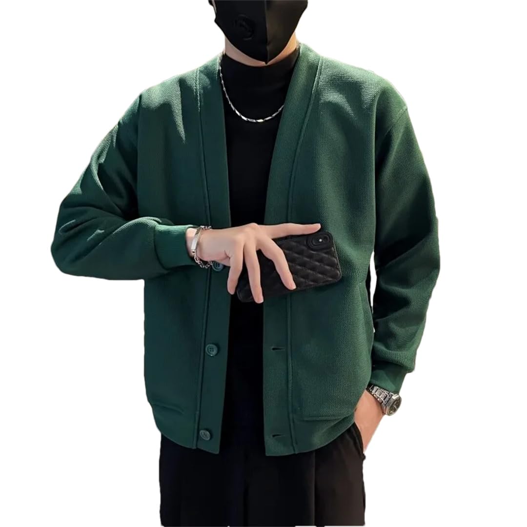 Męska wiosenna bluza z dzianiny kurtka bez kołnierza streetwear kurtka luźne płaszcze