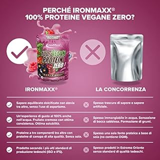 IronMaxx 100% Vegan Protein Zero - Frutti Di Bosco 500g | Polvere Proteica Di 4 Componenti Senza Zuccheri | Polvere Proteica Vegana Senza Aspartame