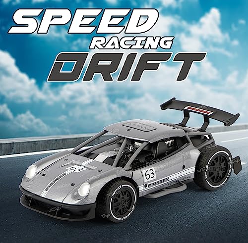 Image of Zest 4 Toyz RC Car Rechargeable Remote Control Racing Car Alloy High Speed Car Toys for Kids Best Gift Vehicle Toys for Boys (Pack of 1) Grey